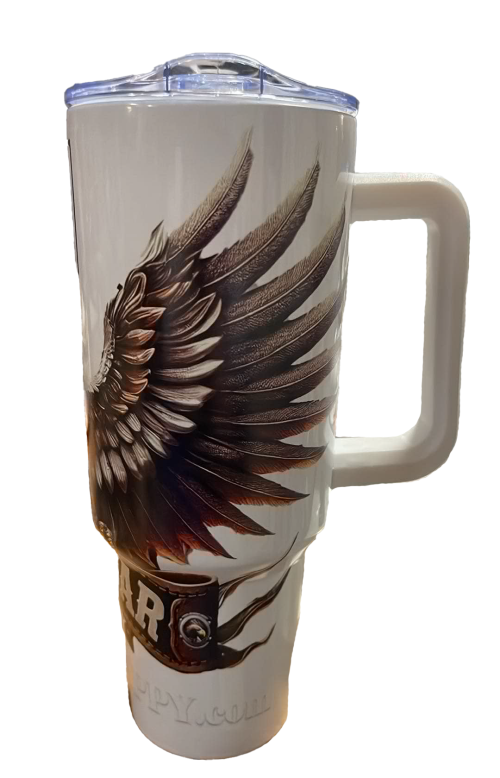 Triggar Happy's Large White Travel Coffee Cup